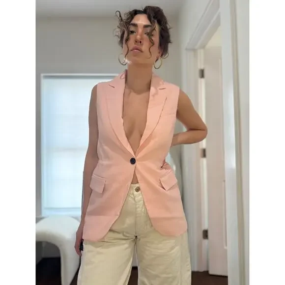 COS Slim Linen Waistcoat — Apricot (US 2) NWT - Picture 2 of 7